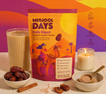 Daily Digest pouch with smoothie, dates, cinnamon, and powder bowl