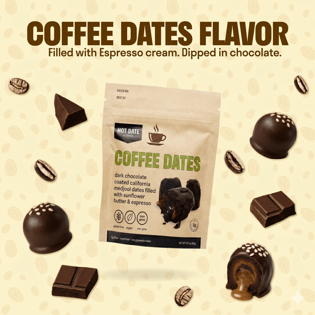 Coffee Dark Chocolate Medjool Dates - 4 Pack